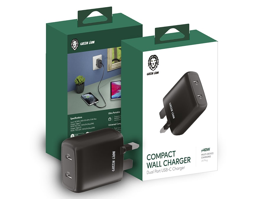 برق کلگی دو پورت تایپ‌ سی گرین Green Dual Port USB-C Wall Charger